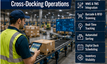 Warehouse technology systems used in cross-docking logistics operations