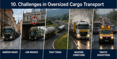 Challenges of oversized cargo transport through difficult roads and urban infrastructure